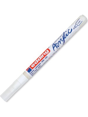 Edding 5300 Akrilik Markör Ince - Beyaz - 1 Su Geçirmez Akrilik Markör - Ince Yuvarlak Uçlu 1-2 mm