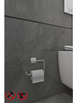 Alper Banyo Kare Krom Yapışkanlı Açık Tuvalet Kağıtlığı Wc Kağıtlık Tuvalet Kağıdı Askısı