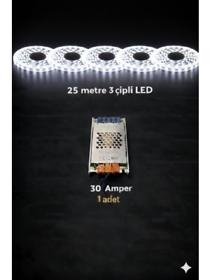 ZMR Lumıxa 3 Çipli 25 Metre Beyaz LED + 30 Amper Trafo