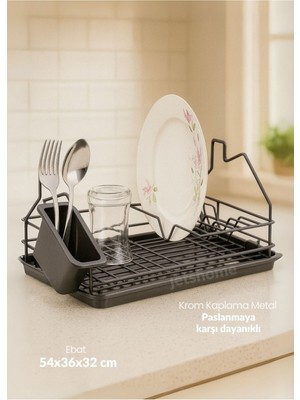 Feyza Design Şık Tek Katlı Bulaşıklık Tezgah Üstü Siyah, Bpa Free Sepet