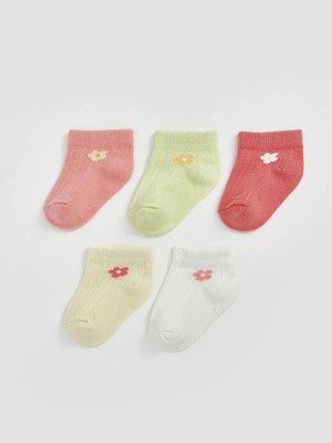 Lc Waikiki Yeni Sezon Çiçekli Kız Bebek Patik Çorap 5'li