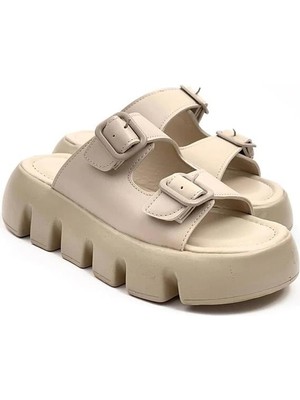 M&B COLLECT Kadın Sero Ten Çift Bant Kalın Taban Ortopedik  Sandalet Terlik