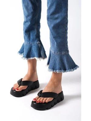 M&B COLLECT Kadın Tokyo Siyah Kalın Tabanlı Parmak Arası Terlik