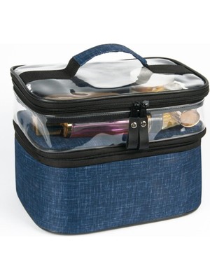 Özgürce Şeffaf Çift Bölmeli Çok Amaçlı Kadın Makyaj Çantası