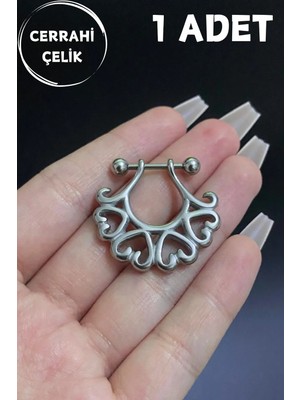 Blisse Piercing Kadın Gümüş Kalp Figürlü Meme Ucu Nipple Piercing