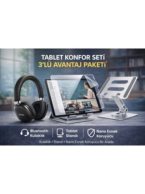 Jolita Samsung Galaxy Tab S10 Lite SM-X400 Uyumlu Bluetooth Kulaklık Tablet Standı Ekran Koruyucu Set