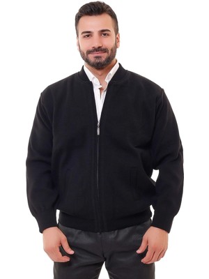 bilqasmi Erkek Siyah Fermuarlı Çelik Örme Hırka Şık & Günlük Kullanıma Uygun Mevsimlik Ceket