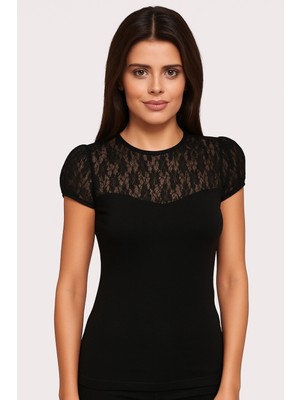 Liyuza 8017 Bayan Bisiklet Yaka Kısa Kol Elastane