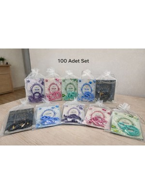 100 Ad. Karışık Renk 80 Sayfa Yasin Kitabı Tesbih Tüllü Set Hac Umre Mevlüt Hediyeliği