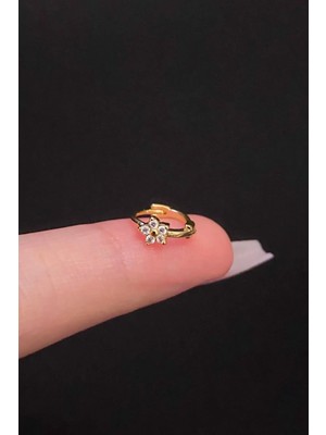 Blisse Piercing Kadın Çiçek Zirkon Taşlı Tragus Helix Kıkırdak Halka Çelik Piercing