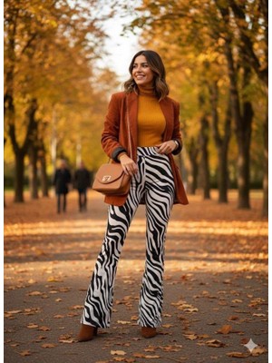 Modatıkla Kadın Yüksek Bel Krep Kumaş Bol Paça Pantolon