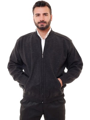 bilqasmi Erkek Siyah Fermuarlı Çelik Örme Hırka Şık & Günlük Kullanıma Uygun Mevsimlik Ceket