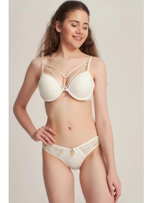 Le Jardin 5020 Silikonlu Taşlı Simli Sütyen Takım