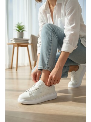 Enoch Kadın Platform Tabanlı Sneaker Nefes Alan Delikli Günlük Ayakkabı