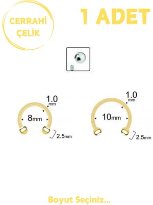 Blisse Piercing Unisex Cerrahi Çelik 1mm Kalınlık Lobe Septum Hızma Piercing