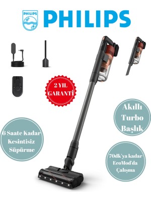 Philips 6000 Serisi Kablosuz Dik Süpürge XC6452/10, Turbo Başlık ve Toz Haznesi ile Güçlü Emiş