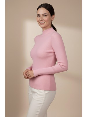 Hsc Bilişim Kadın Pembe Balıkçı Yaka Kazak