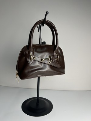 Giseca Miu Acı Kahve Deri Şık Kadın El ve Çapraz Çantası