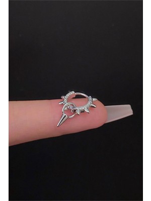 Blisse Piercing Kadın Spayk Model Tragus Helix Kıkırdak Sallantılı Çelik Halka Piercing