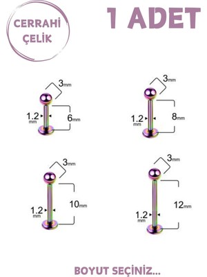 Blisse Piercing Unisex Cerrahi Çelik 3mm Toplu Labret Tragus Helix Piercing