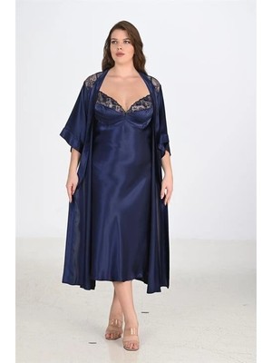 Liyuza 2li Lacivert Sabahlık Takımı Bigsize 6228