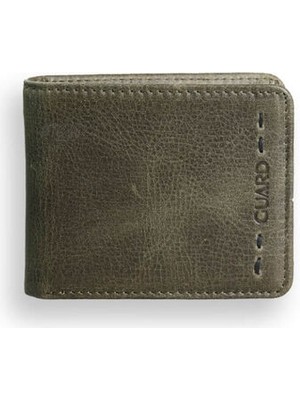 Guard Antik Yeşil Hakiki Deri Özel Dikiş Desenli Spor Erkek Cüzdan // GRD260225WT1752