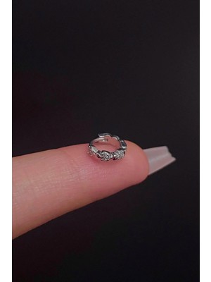 Blisse Piercing Kadın Kalp Figürlü  Zirkon Taşlı Tragus Helix Kıkırdak Halka Çelik Piercing