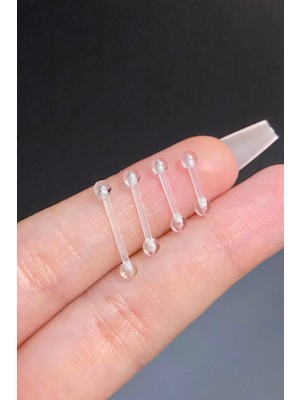 Blisse Piercing Kadın Şeffaf Antialerjik Bioplast Tragus Helix Kıkırdak Iki Ucu Top Piercing 1 Adet