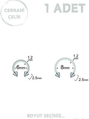 Blisse Piercing Cerrahi Çelik 2.5mm Spike Septum Dudak Tragus Helix Kıkırdak Piercing