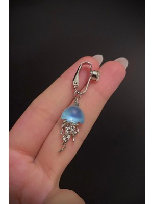 Blisse Piercing Kadın Çelik Zirkon Taşlı Parlak Mavi Deniz Anası Figürlü Sıkıştırma Deliksiz Göbek Piercingi