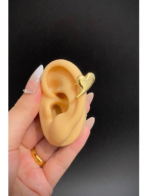 Blisse Piercing Gold Renk Kalp Figürlü Çelik Ear Cuff – Deliksiz, Sıkıştırmalı Kıkırdak Küpe
