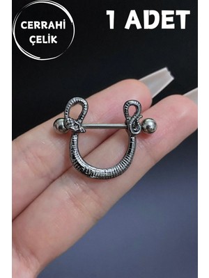 Blisse Piercing Kadın Gümüş Sarmal Yılan Figürlü Meme Ucu Nipple Piercing
