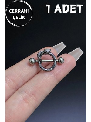 Blisse Piercing Kadın Gümüş Yılan Figürlü Meme Ucu Nipple Piercing