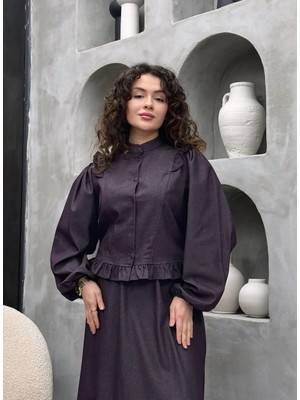 Cardella Mirella Yazlık Ince Likralı Denim Ceket Etek Takım – Tesettür Uyumlu Zarif Kadın Ikili Takım