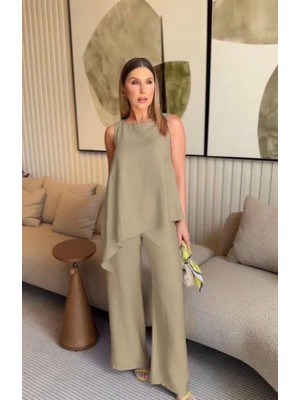 Modatıkla Asimetrik Bluz - Pantolon Ikili Takım