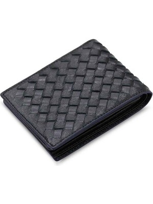 Guard Siyah Örgü Desenli Mor Kenarlı Hakiki Deri Erkek Cüzdan // GRD260225WT1509