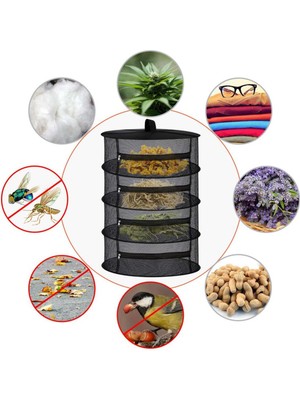 Feyza Design 4 Katlı Fermuarlı Meyve Sebze Kurutma Filesi, Katlanabilir Sepet