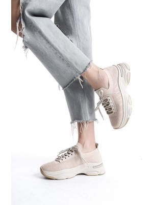 Difolia Kadın Ten Triko Spor Ayakkabı & Sneaker