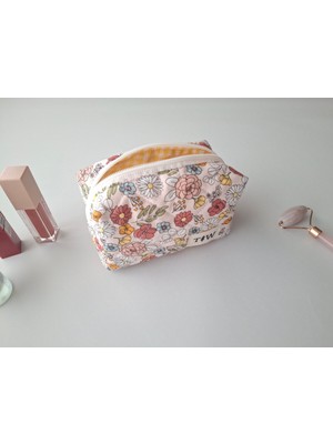 Özgürce Bahar Çiçekli Çok Fonksiyonlu Makyaj ve Ruj Çantası