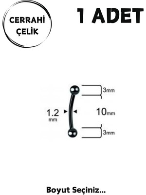 Blisse Piercing Unisex Cerrahi Çelik 3mm Toplu Rook Kaş Daith Helix Kıkırdak Piercing