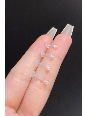 Blisse Piercing Unisex Şeffaf Labret, Tragus, Helix, Kıkırdak Bioplast Piercing
