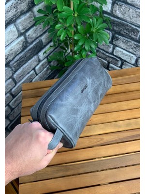 Guard Antik Gri Hakik Deri Unisex El Çantası // GRD260225WT471