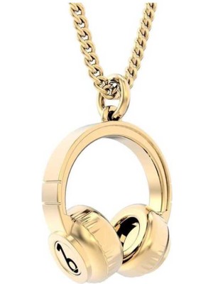 Özgürce Şık 18 Ayar Altın Kaplama Kulaklık Kolye CH0405, Modern Tasarım