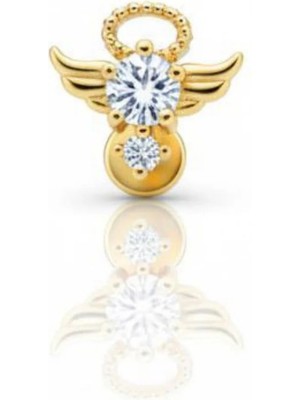 Blisse Piercing Kadın Gold Zirkon Taşlı Melek Kanatları Figürlü Çelik Tragus Helix Piercing 6 mm