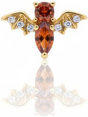 Blisse Piercing Kadın Gold Kırmızı Zirkon Taşlı Yarasa Figürlü Tragus Helix Piercing