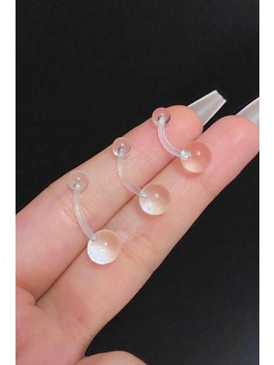 Blisse Piercing Blisse Kadın Şeffaf Bioplast Antialerjik Göbek Piercing 1 Adet Çelik Materyal ile Modern Tasarım