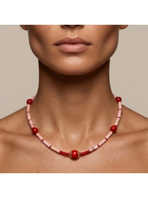 THEIA GemWorks Velune - Pembe Varisit & Mercan Taşlı Kolye