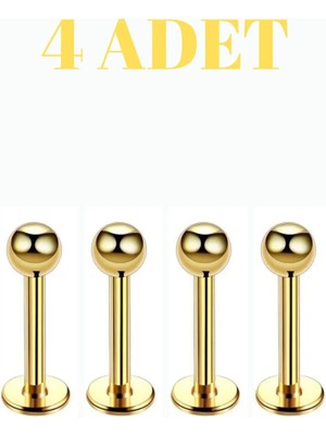 Blisse Piercing 4 Adet Cerrahi Çelik Tragus Labret Helix Kıkırdak Dudak Medusa Piercing Seti