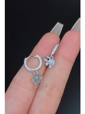 Blisse Piercing Kadın Fil Figür Zirkon Taşlı Tragus Helix Kıkırdak Sallantılı Çelik Halka Piercing