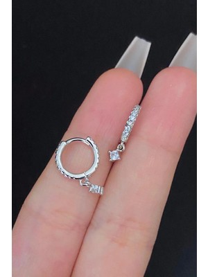 Blisse Piercing Kadın Mini Sallantılı Zirkon Taşlı Tragus Helix Kıkırdak Çelik Halka Piercing